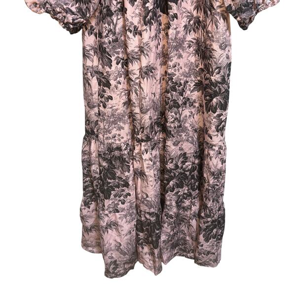 Tuckernuck Pink Black Pressed Powder Toile Lyles Dress Maxi Cottagecore Prarie - Picture 15 of 16